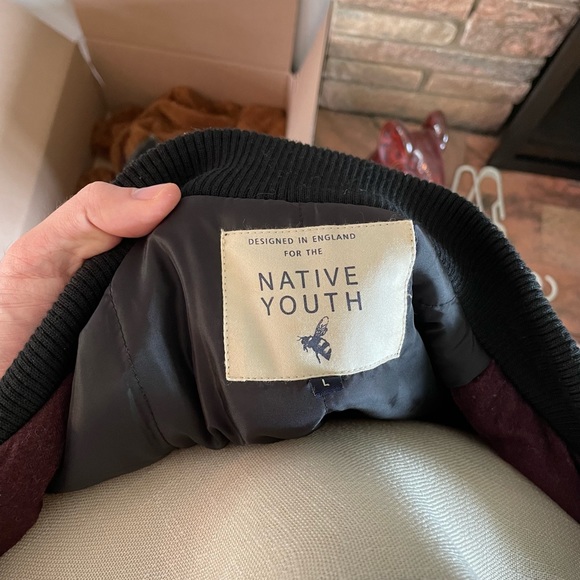 H&M Native Youth Brand Mens Maroon & Navy/Black Bomber Fall Jacket NEW! Sz. M/L - Picture 7 of 7